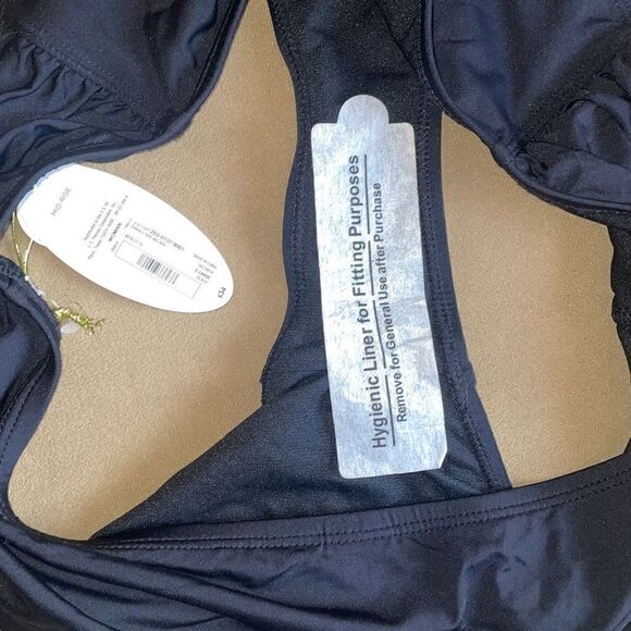 Mynah NEW $34 Mid-Rise Shirred Side Medium Coverage Bikini Bottom XL Black - Picture 5 of 8